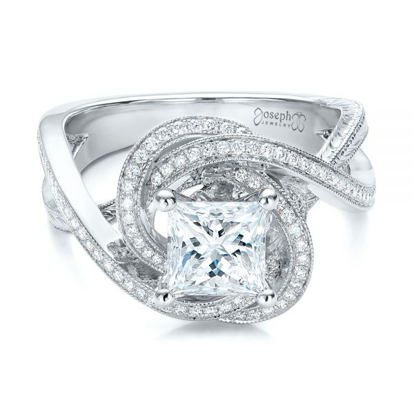  Platinum And Platinum Platinum And Platinum Custom Diamond Engagement Ring - Flat View -  101749