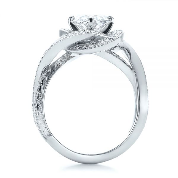 14k White Gold And 18K Gold 14k White Gold And 18K Gold Custom Diamond Engagement Ring - Front View -  100822