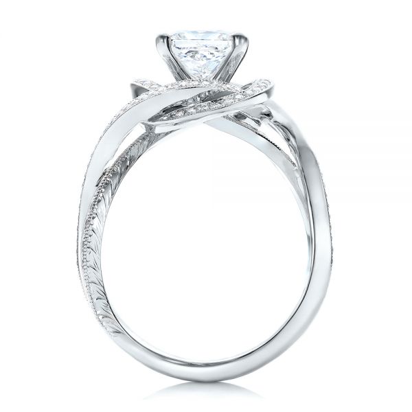 14k White Gold And 18K Gold 14k White Gold And 18K Gold Custom Diamond Engagement Ring - Front View -  101749
