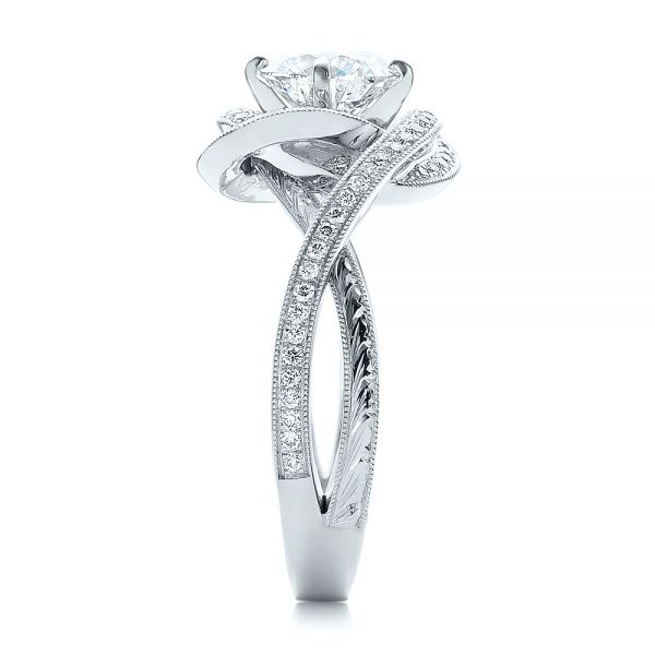 18k White Gold And Platinum 18k White Gold And Platinum Custom Diamond Engagement Ring - Side View -  100822
