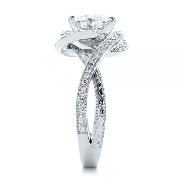 18k White Gold And 18K Gold 18k White Gold And 18K Gold Custom Diamond Engagement Ring - Side View -  100822