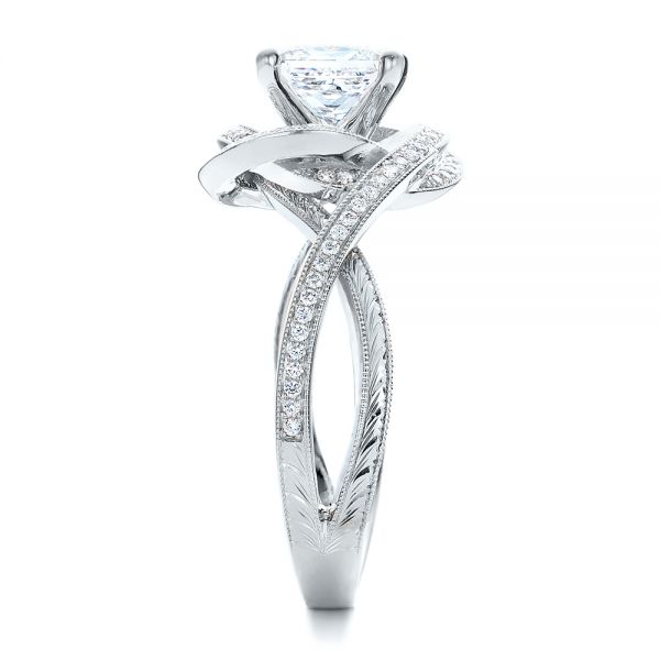 14k White Gold And 18K Gold 14k White Gold And 18K Gold Custom Diamond Engagement Ring - Side View -  101749