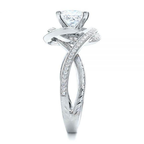 14k White Gold And Platinum 14k White Gold And Platinum Custom Diamond Engagement Ring - Side View -  101749