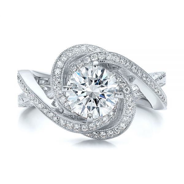 Platinum And Platinum Platinum And Platinum Custom Diamond Engagement Ring - Top View - 100822