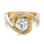 14k Yellow Gold And 18K Gold 14k Yellow Gold And 18K Gold Custom Diamond Engagement Ring - Flat View -  100822 - Thumbnail