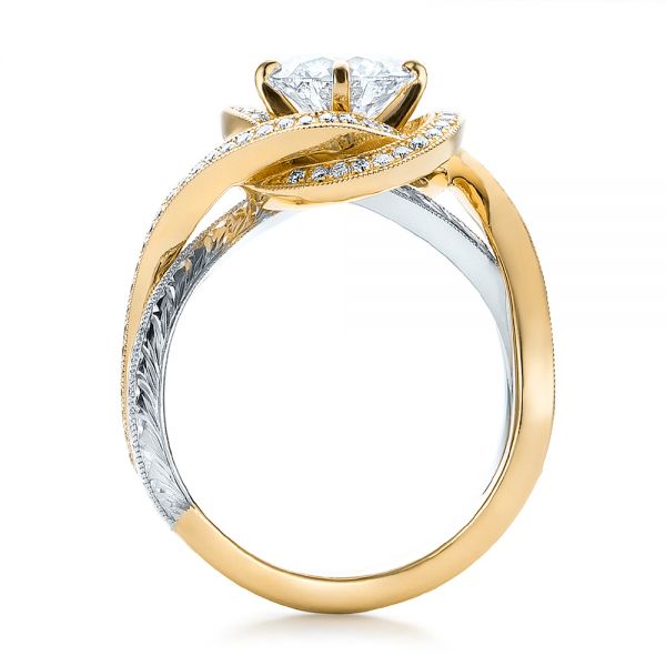 18k Yellow Gold And Platinum 18k Yellow Gold And Platinum Custom Diamond Engagement Ring - Front View -  100822