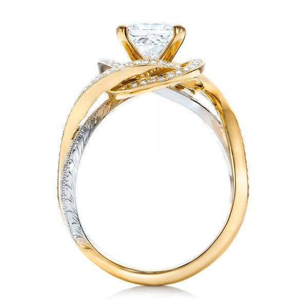 18k Yellow Gold And Platinum 18k Yellow Gold And Platinum Custom Diamond Engagement Ring - Front View -  101749