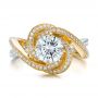 18k Yellow Gold And Platinum 18k Yellow Gold And Platinum Custom Diamond Engagement Ring - Top View -  100822 - Thumbnail