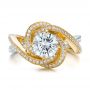 18k Yellow Gold And Platinum 18k Yellow Gold And Platinum Custom Diamond Engagement Ring - Top View -  100822 - Thumbnail