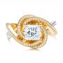 18k Yellow Gold And Platinum 18k Yellow Gold And Platinum Custom Diamond Engagement Ring - Top View -  101749 - Thumbnail