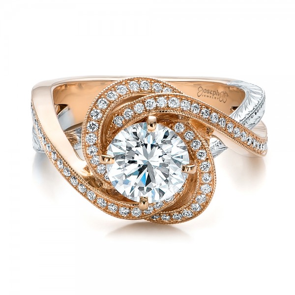 Custom Rose  Gold  and Platinum  Diamond Engagement  Ring  