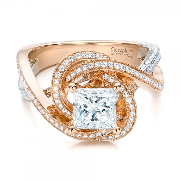 Custom Rose  Gold  and Platinum  Diamond Engagement  Ring  101749