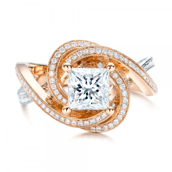 Custom Rose Gold  and Platinum  Diamond Engagement  Ring  101749