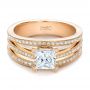 18k Rose Gold 18k Rose Gold Custom Princess Cut Diamond Engagement Ring - Flat View -  100657 - Thumbnail