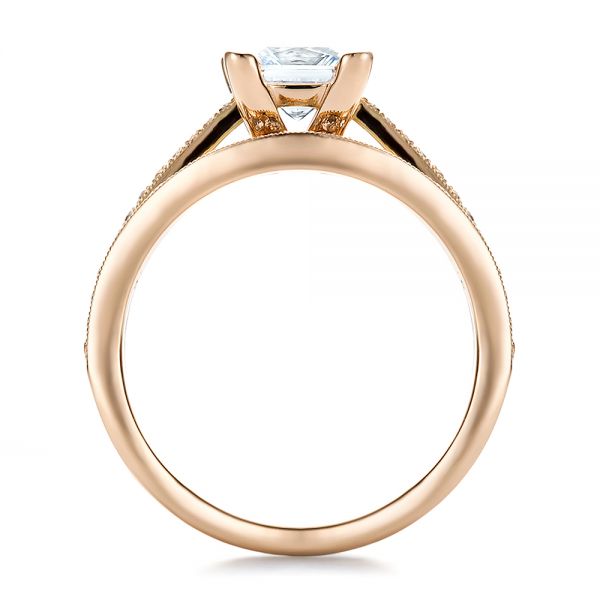 14k Rose Gold 14k Rose Gold Custom Princess Cut Diamond Engagement Ring - Front View -  100657