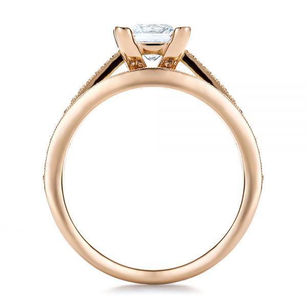 14k Rose Gold 14k Rose Gold Custom Princess Cut Diamond Engagement Ring - Front View - 100657