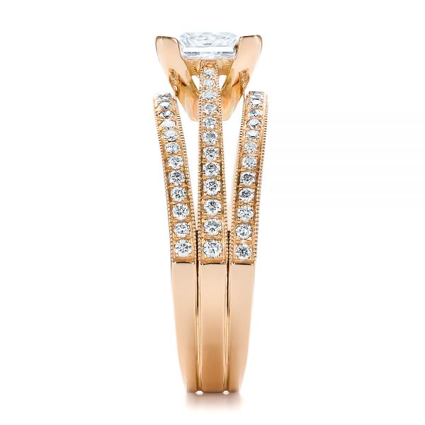 18k Rose Gold 18k Rose Gold Custom Princess Cut Diamond Engagement Ring - Side View -  100657