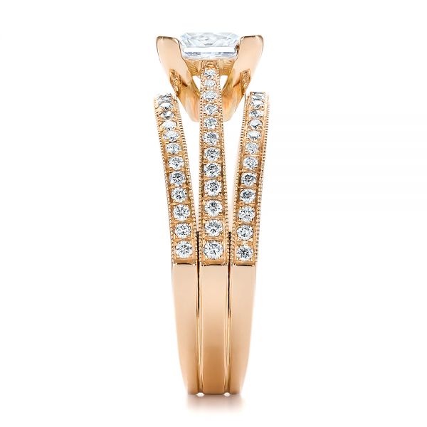 14k Rose Gold 14k Rose Gold Custom Princess Cut Diamond Engagement Ring - Side View - 100657