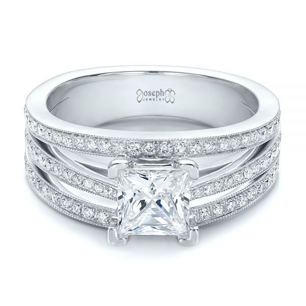  Platinum Platinum Custom Princess Cut Diamond Engagement Ring - Flat View -  100657