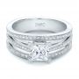 18k White Gold 18k White Gold Custom Princess Cut Diamond Engagement Ring - Flat View -  100657 - Thumbnail