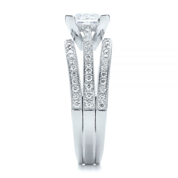Platinum Platinum Custom Princess Cut Diamond Engagement Ring - Side View - 100657