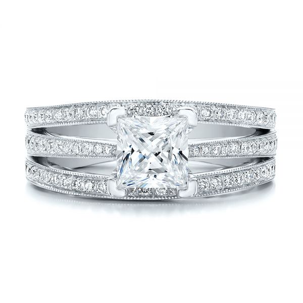 Platinum Platinum Custom Princess Cut Diamond Engagement Ring - Top View - 100657