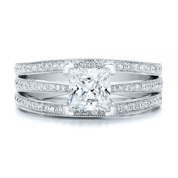  Platinum Platinum Custom Princess Cut Diamond Engagement Ring - Top View -  100657