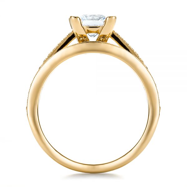 18k Yellow Gold 18k Yellow Gold Custom Princess Cut Diamond Engagement Ring - Front View -  100657