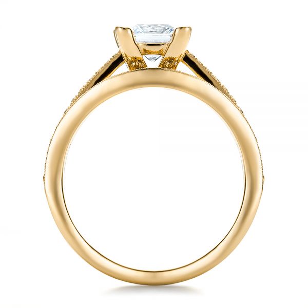 14k Yellow Gold 14k Yellow Gold Custom Princess Cut Diamond Engagement Ring - Front View -  100657