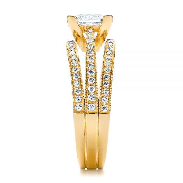 18k Yellow Gold 18k Yellow Gold Custom Princess Cut Diamond Engagement Ring - Side View -  100657
