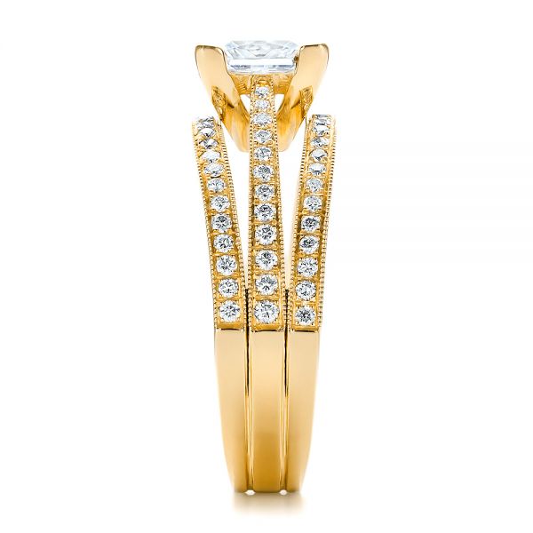 14k Yellow Gold 14k Yellow Gold Custom Princess Cut Diamond Engagement Ring - Side View - 100657