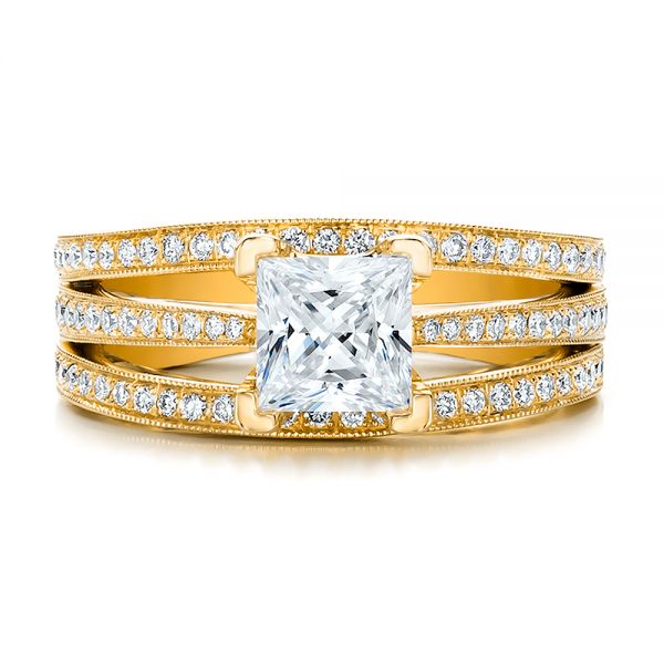 14k Yellow Gold 14k Yellow Gold Custom Princess Cut Diamond Engagement Ring - Top View - 100657