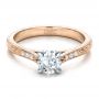14k Rose Gold And Platinum Custom Diamond Engagement Ring - Flat View -  100860 - Thumbnail