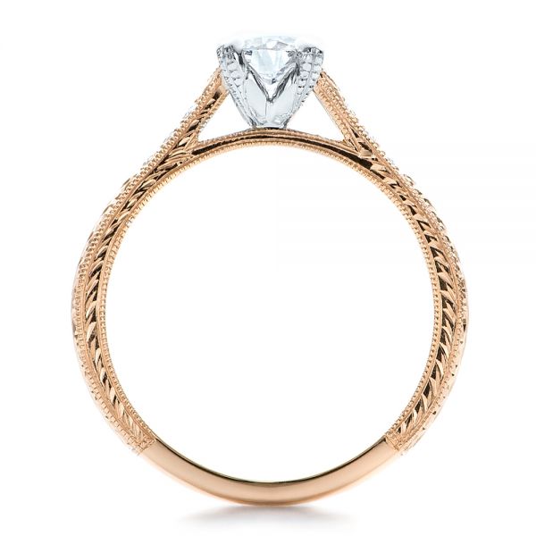 14k Rose Gold And Platinum Custom Diamond Engagement Ring - Front View - 100860