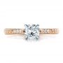 14k Rose Gold And Platinum Custom Diamond Engagement Ring - Top View -  100860 - Thumbnail