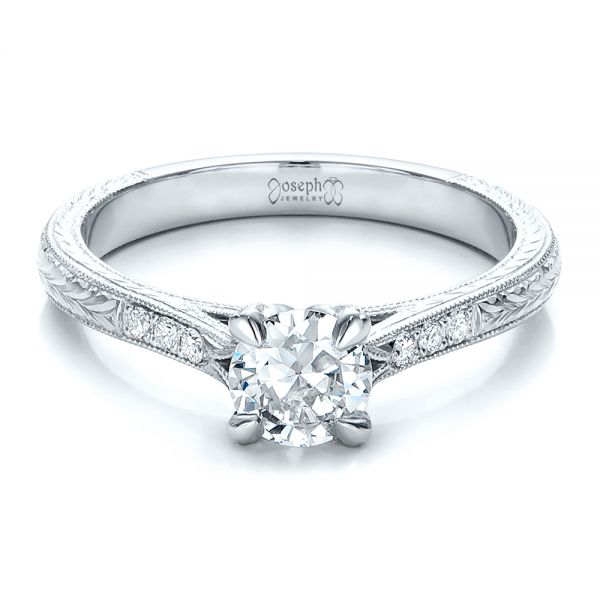  Platinum And 14K Gold Platinum And 14K Gold Custom Diamond Engagement Ring - Flat View -  100860