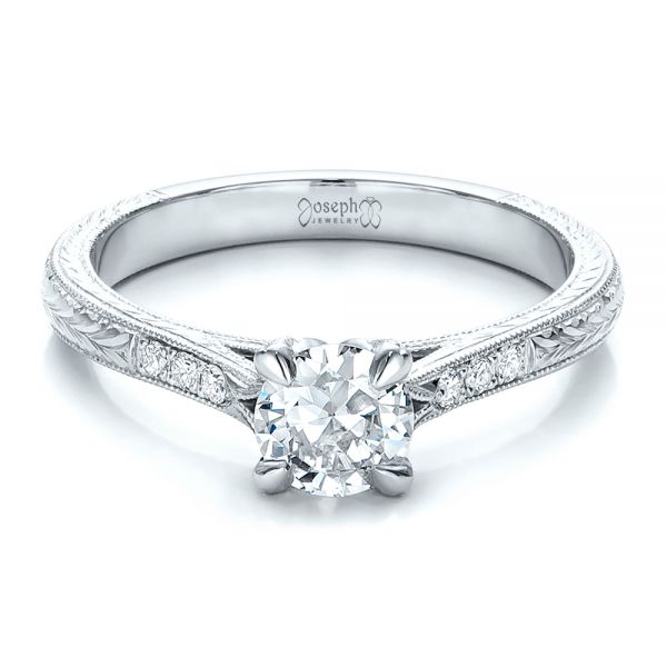 Platinum And Platinum Platinum And Platinum Custom Diamond Engagement Ring - Flat View - 100860