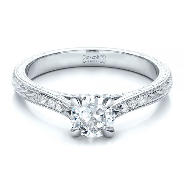  Platinum And Platinum Platinum And Platinum Custom Diamond Engagement Ring - Flat View -  100860