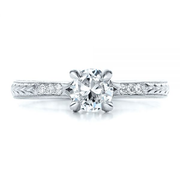 18k White Gold And Platinum 18k White Gold And Platinum Custom Diamond Engagement Ring - Top View -  100860