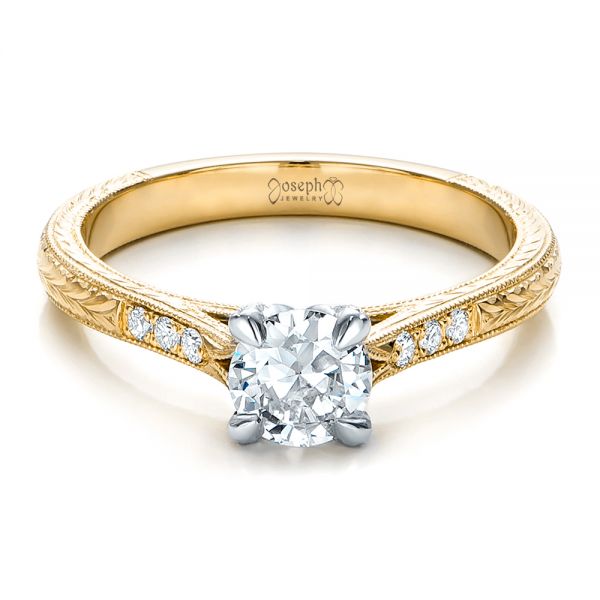 14k Yellow Gold And Platinum 14k Yellow Gold And Platinum Custom Diamond Engagement Ring - Flat View - 100860