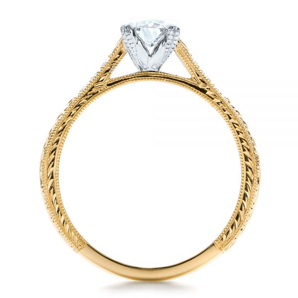 18k Yellow Gold And Platinum 18k Yellow Gold And Platinum Custom Diamond Engagement Ring - Front View -  100860