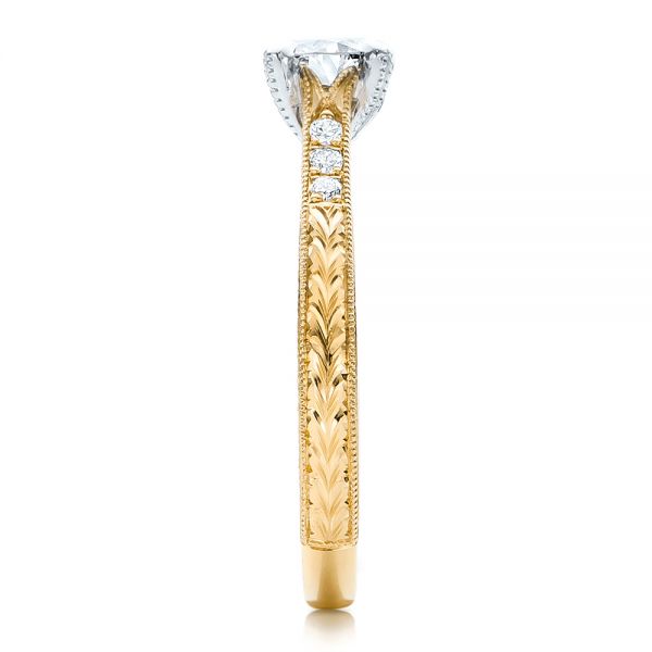 14k Yellow Gold And Platinum 14k Yellow Gold And Platinum Custom Diamond Engagement Ring - Side View - 100860