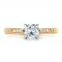 14k Yellow Gold And 18K Gold 14k Yellow Gold And 18K Gold Custom Diamond Engagement Ring - Top View -  100860 - Thumbnail