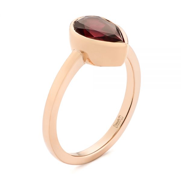 18k Rose Gold 18k Rose Gold Custom Ruby Solitaire Engagement Ring - Three-Quarter View -  104041