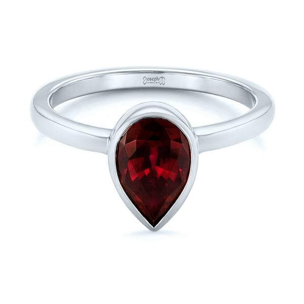18k White Gold 18k White Gold Custom Ruby Solitaire Engagement Ring - Flat View -  104041