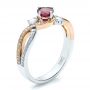  18K Gold And 18k Rose Gold 18K Gold And 18k Rose Gold Custom Ruby And Diamond Engagement Ring - Three-Quarter View -  100092 - Thumbnail