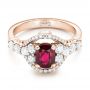 14k Rose Gold 14k Rose Gold Custom Ruby And Diamond Engagement Ring - Flat View -  102900 - Thumbnail