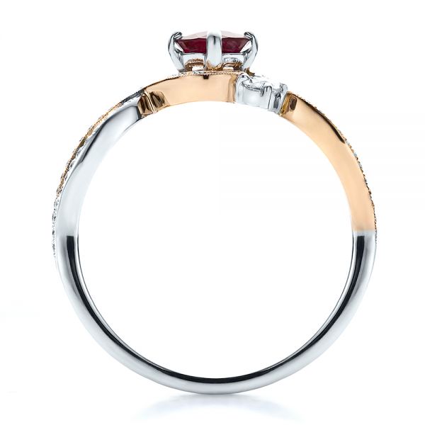  14K Gold And 14k Rose Gold Custom Ruby And Diamond Engagement Ring - Front View -  100092