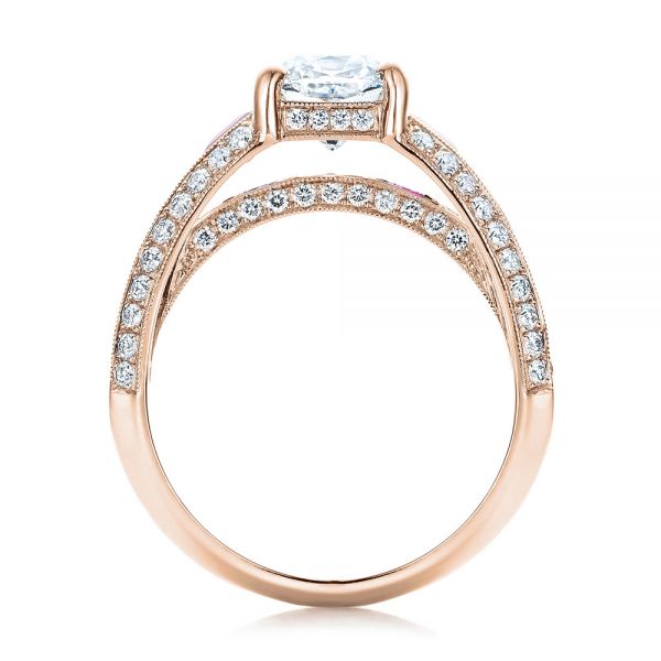18k Rose Gold 18k Rose Gold Custom Ruby And Diamond Engagement Ring - Front View -  101458