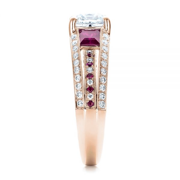 18k Rose Gold 18k Rose Gold Custom Ruby And Diamond Engagement Ring - Side View -  101458
